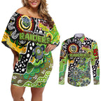 Personalised Raiders NRL Celebrating 50 Years of Naidoc Couples Matching Off Shoulder Short Dress and Long Sleeve Button Shirt NAIDOC Week 2025 Aboriginal