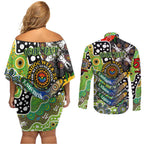 Personalised Raiders NRL Celebrating 50 Years of Naidoc Couples Matching Off Shoulder Short Dress and Long Sleeve Button Shirt NAIDOC Week 2025 Aboriginal