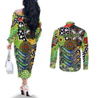 Personalised Raiders NRL Celebrating 50 Years of Naidoc Couples Matching Off The Shoulder Long Sleeve Dress and Long Sleeve Button Shirt NAIDOC Week 2025 Aboriginal