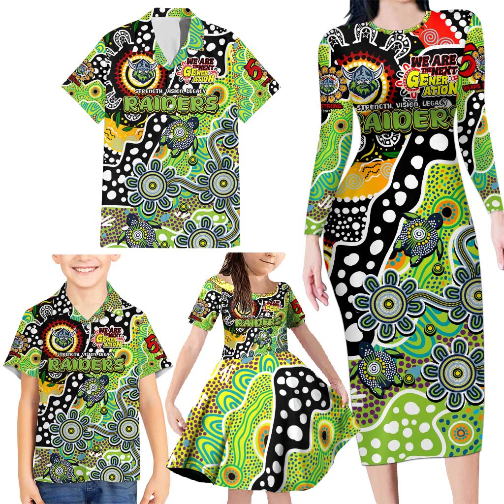 Personalised Raiders NRL Celebrating 50 Years of Naidoc Family Matching Long Sleeve Bodycon Dress and Hawaiian Shirt NAIDOC Week 2025 Aboriginal