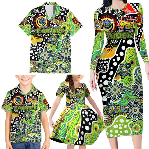Personalised Raiders NRL Celebrating 50 Years of Naidoc Family Matching Long Sleeve Bodycon Dress and Hawaiian Shirt NAIDOC Week 2025 Aboriginal