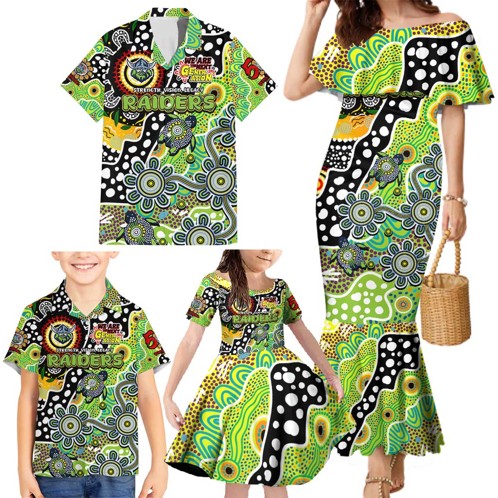 Personalised Raiders NRL Celebrating 50 Years of Naidoc Family Matching Mermaid Dress and Hawaiian Shirt NAIDOC Week 2025 Aboriginal