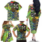 Personalised Raiders NRL Celebrating 50 Years of Naidoc Family Matching Off The Shoulder Long Sleeve Dress and Hawaiian Shirt NAIDOC Week 2025 Aboriginal