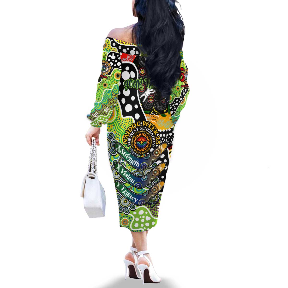 Personalised Raiders NRL Celebrating 50 Years of Naidoc Family Matching Off The Shoulder Long Sleeve Dress and Hawaiian Shirt NAIDOC Week 2025 Aboriginal
