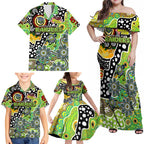 Personalised Raiders NRL Celebrating 50 Years of Naidoc Family Matching Off Shoulder Maxi Dress and Hawaiian Shirt NAIDOC Week 2025 Aboriginal