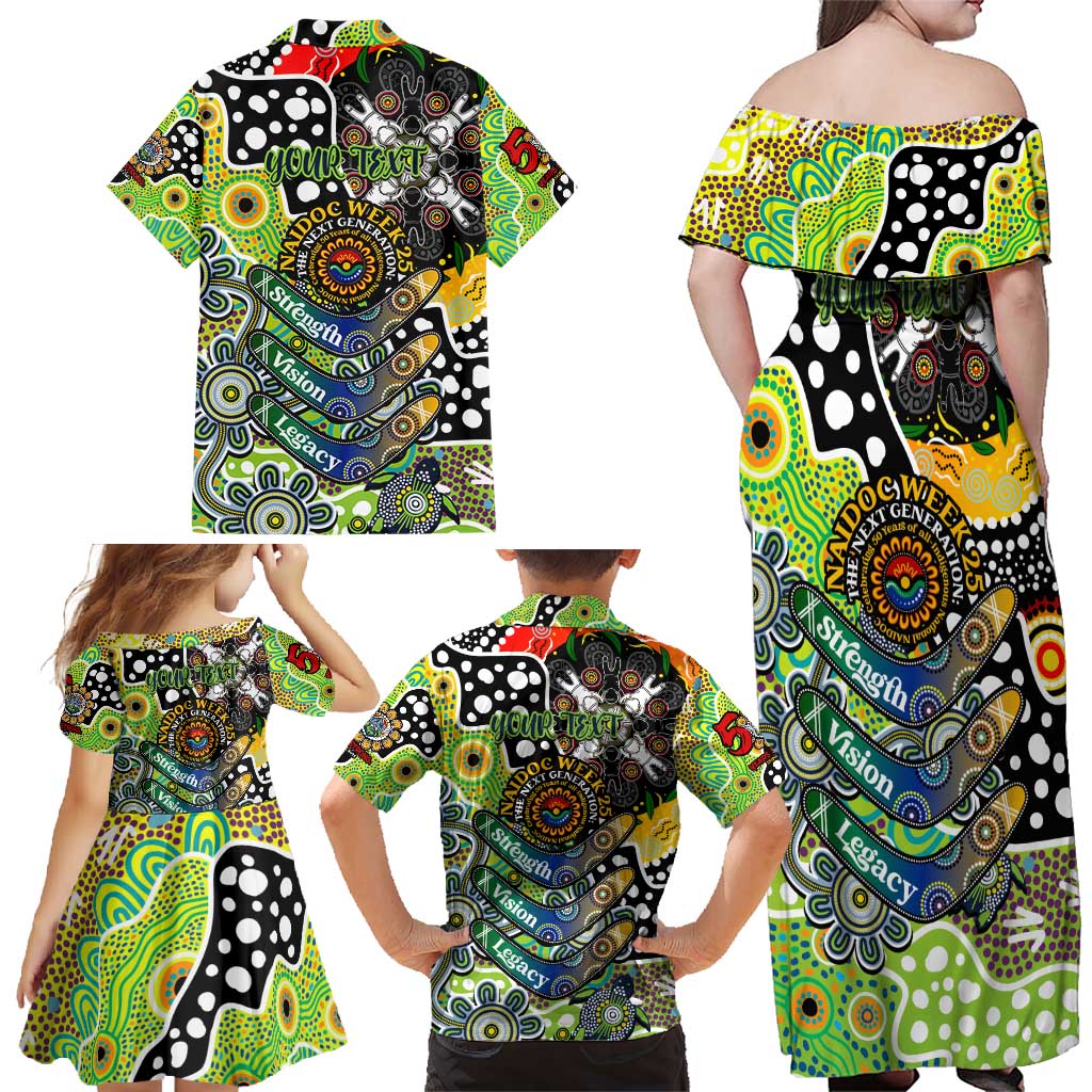Personalised Raiders NRL Celebrating 50 Years of Naidoc Family Matching Off Shoulder Maxi Dress and Hawaiian Shirt NAIDOC Week 2025 Aboriginal