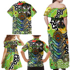 Personalised Raiders NRL Celebrating 50 Years of Naidoc Family Matching Off Shoulder Maxi Dress and Hawaiian Shirt NAIDOC Week 2025 Aboriginal