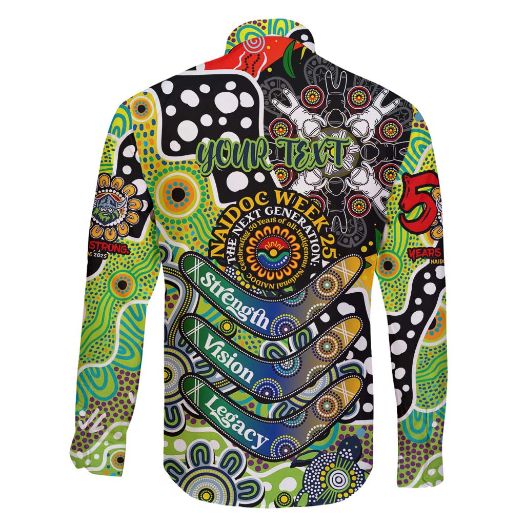 Personalised Raiders NRL Celebrating 50 Years of Naidoc Family Matching Off Shoulder Maxi Dress and Hawaiian Shirt NAIDOC Week 2025 Aboriginal