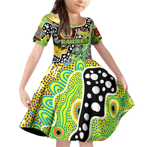 Personalised Raiders NRL Celebrating 50 Years of Naidoc Family Matching Off Shoulder Short Dress and Hawaiian Shirt NAIDOC Week 2025 Aboriginal