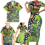 Personalised Raiders NRL Celebrating 50 Years of Naidoc Family Matching Short Sleeve Bodycon Dress and Hawaiian Shirt NAIDOC Week 2025 Aboriginal