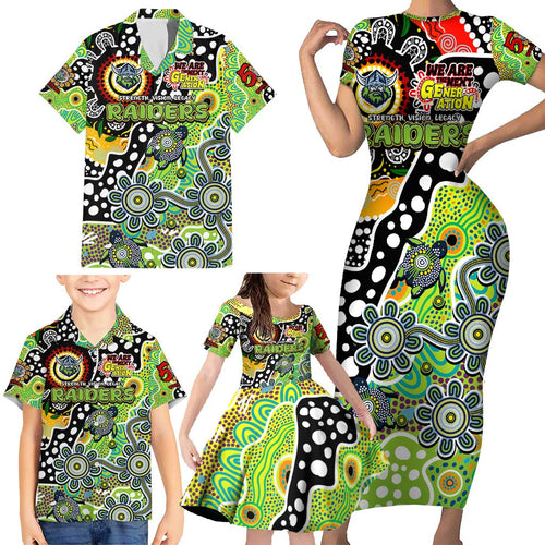 Personalised Raiders NRL Celebrating 50 Years of Naidoc Family Matching Short Sleeve Bodycon Dress and Hawaiian Shirt NAIDOC Week 2025 Aboriginal