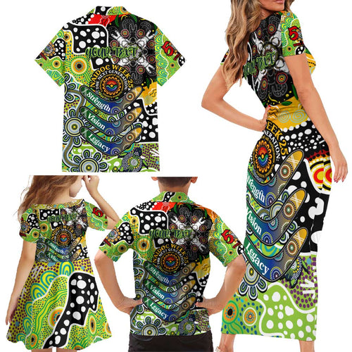 Personalised Raiders NRL Celebrating 50 Years of Naidoc Family Matching Short Sleeve Bodycon Dress and Hawaiian Shirt NAIDOC Week 2025 Aboriginal