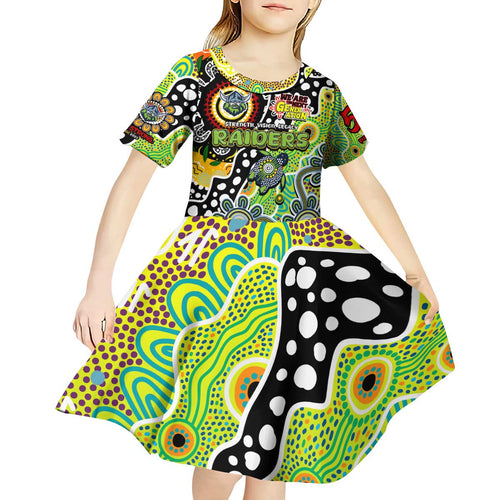 Personalised Raiders NRL Celebrating 50 Years of Naidoc Kid Short Sleeve Dress NAIDOC Week 2025 Aboriginal