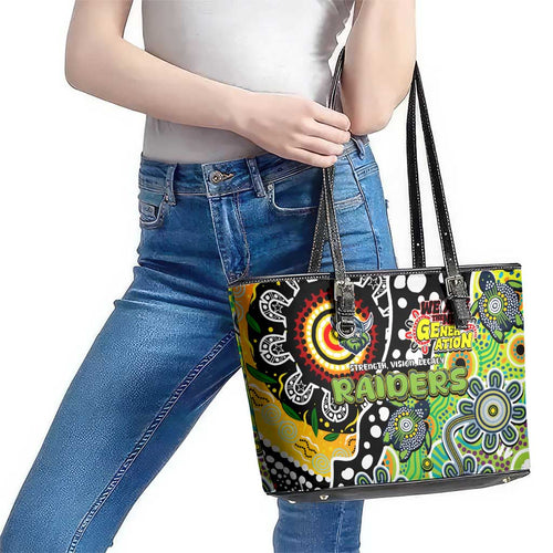 Raiders NRL Celebrating 50 Years of Naidoc Leather Tote Bag NAIDOC Week 2025 Aboriginal