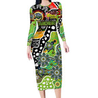 Personalised Raiders NRL Celebrating 50 Years of Naidoc Long Sleeve Bodycon Dress NAIDOC Week 2025 Aboriginal