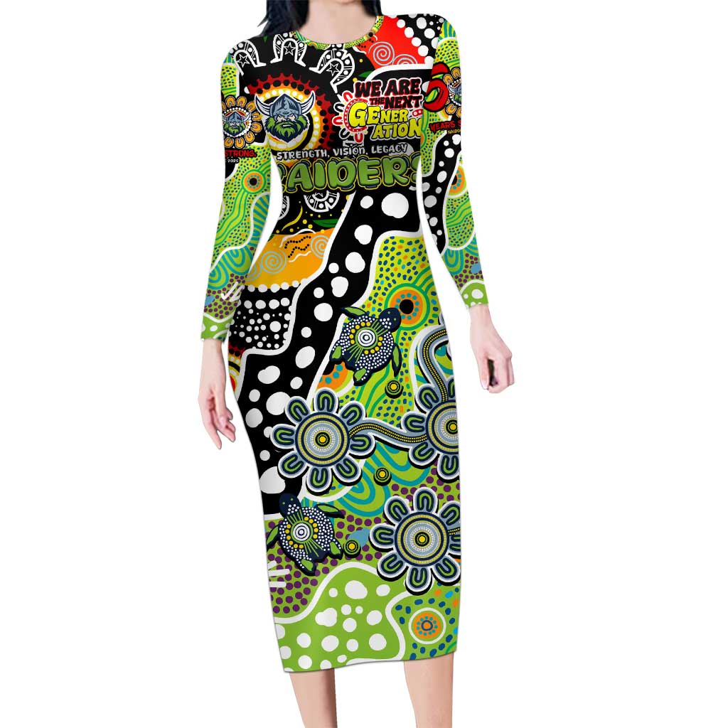Personalised Raiders NRL Celebrating 50 Years of Naidoc Long Sleeve Bodycon Dress NAIDOC Week 2025 Aboriginal