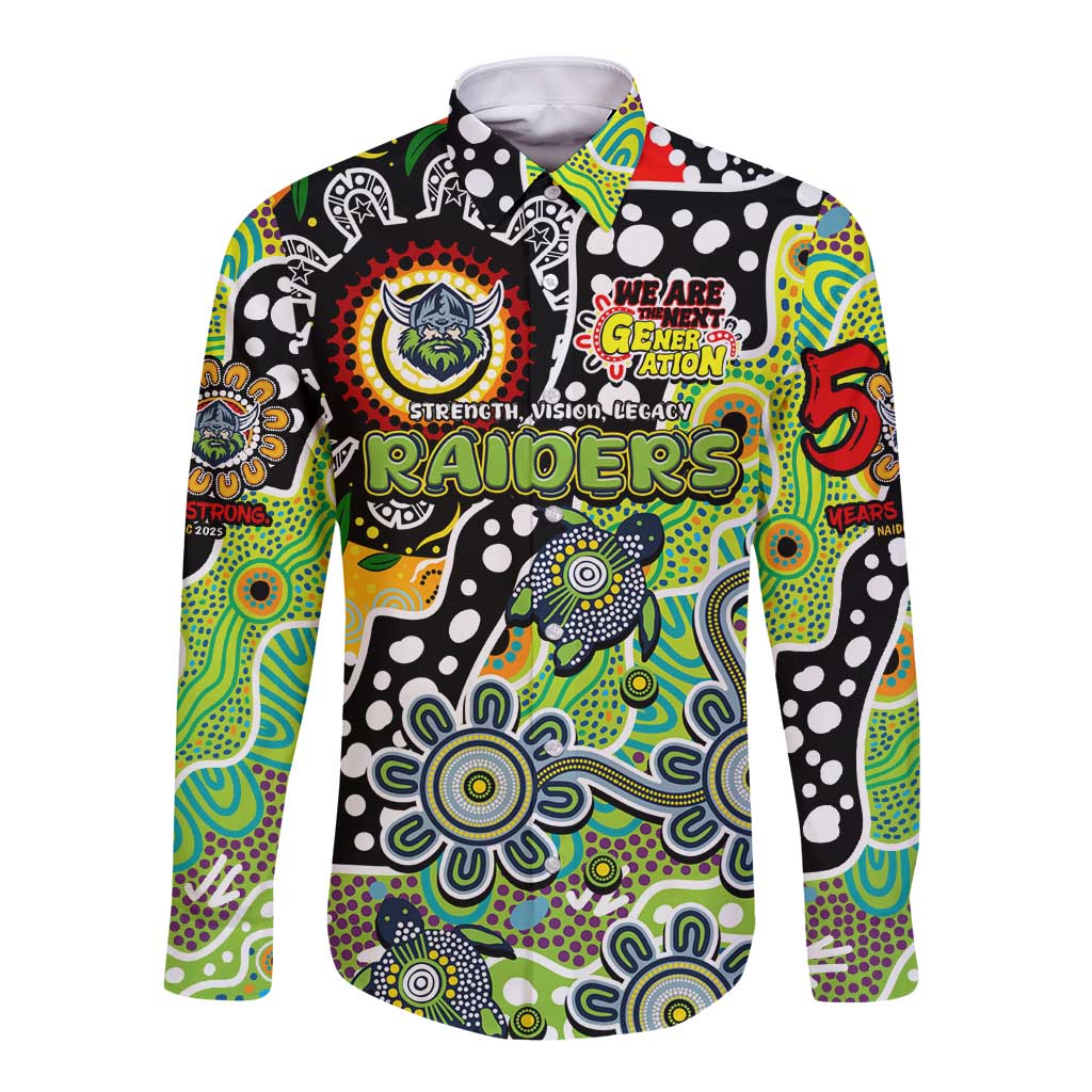 Personalised Raiders NRL Celebrating 50 Years of Naidoc Long Sleeve Button Shirt NAIDOC Week 2025 Aboriginal