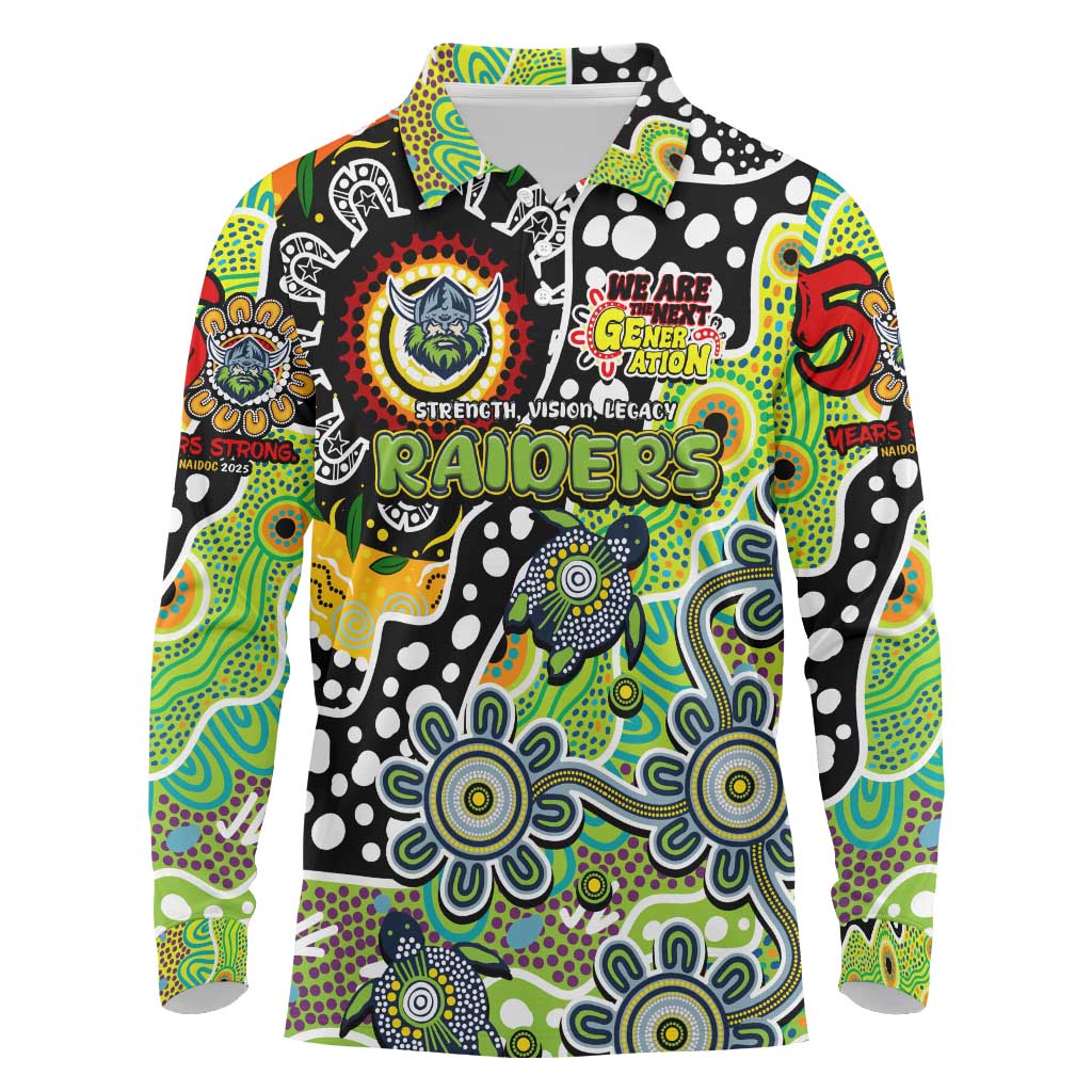 Personalised Raiders NRL Celebrating 50 Years of Naidoc Long Sleeve Polo Shirt NAIDOC Week 2025 Aboriginal