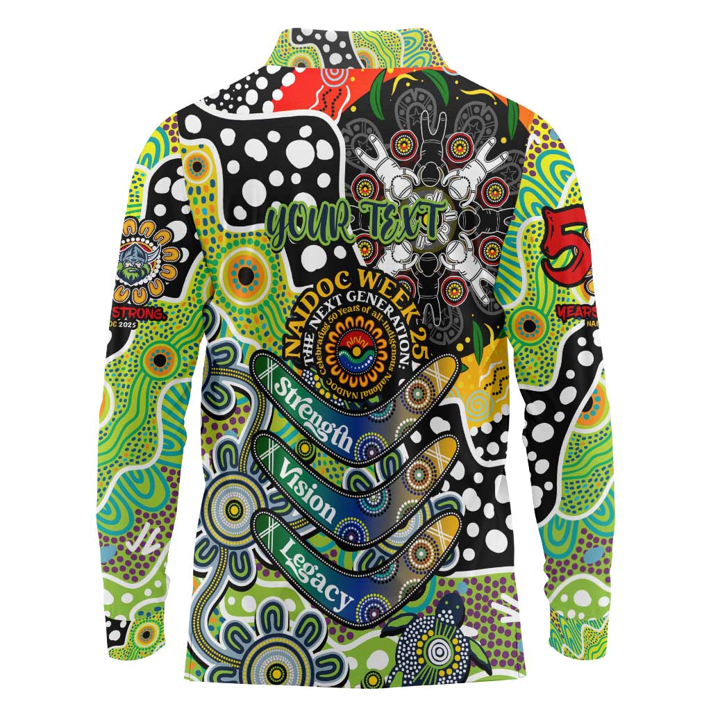 Personalised Raiders NRL Celebrating 50 Years of Naidoc Long Sleeve Polo Shirt NAIDOC Week 2025 Aboriginal