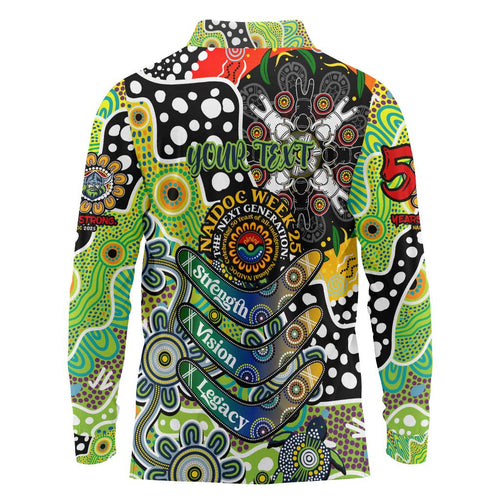Personalised Raiders NRL Celebrating 50 Years of Naidoc Long Sleeve Polo Shirt NAIDOC Week 2025 Aboriginal