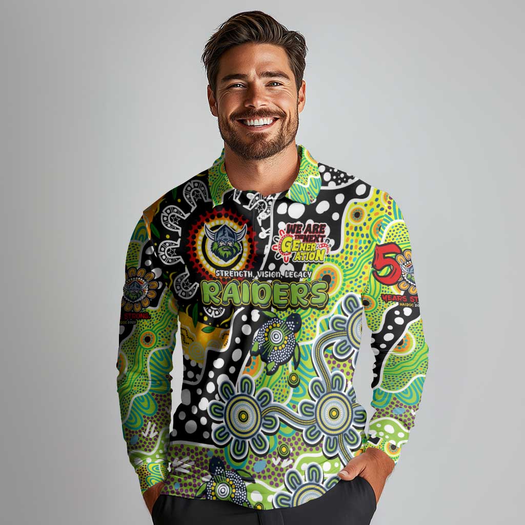Personalised Raiders NRL Celebrating 50 Years of Naidoc Long Sleeve Polo Shirt NAIDOC Week 2025 Aboriginal