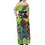 Personalised Raiders NRL Celebrating 50 Years of Naidoc Off Shoulder Maxi Dress NAIDOC Week 2025 Aboriginal