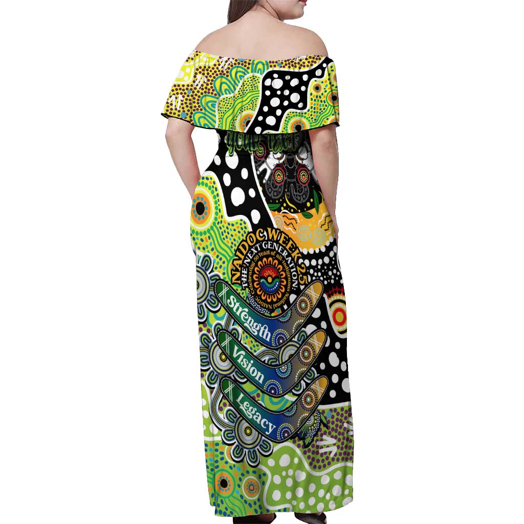 Personalised Raiders NRL Celebrating 50 Years of Naidoc Off Shoulder Maxi Dress NAIDOC Week 2025 Aboriginal