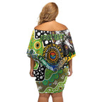 Personalised Raiders NRL Celebrating 50 Years of Naidoc Off Shoulder Short Dress NAIDOC Week 2025 Aboriginal