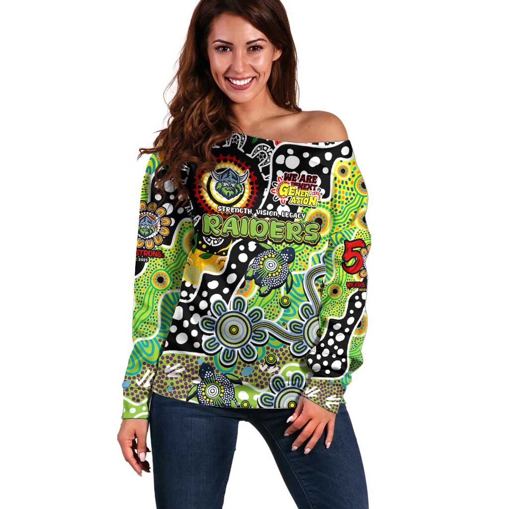 Personalised Raiders NRL Celebrating 50 Years of Naidoc Off Shoulder Sweater NAIDOC Week 2025 Aboriginal