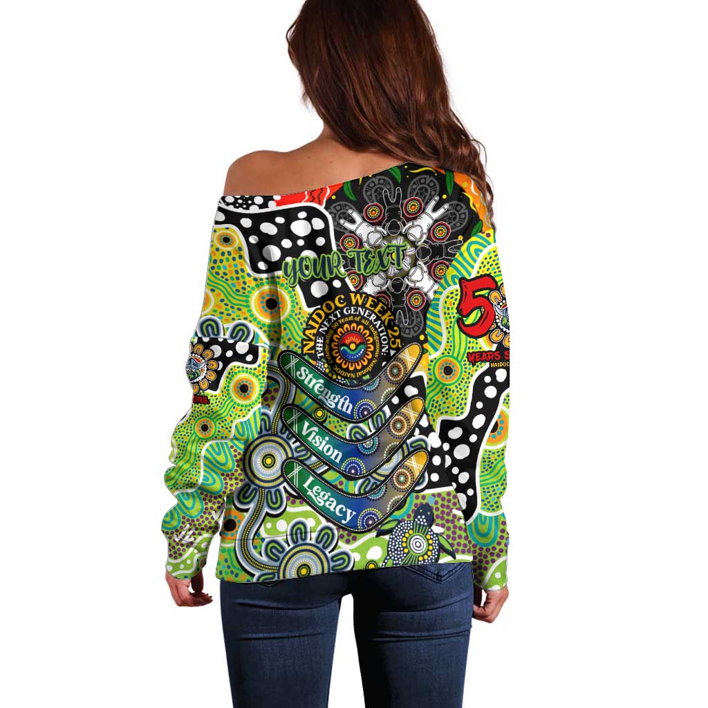 Personalised Raiders NRL Celebrating 50 Years of Naidoc Off Shoulder Sweater NAIDOC Week 2025 Aboriginal