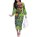 Personalised Raiders NRL Celebrating 50 Years of Naidoc Off The Shoulder Long Sleeve Dress NAIDOC Week 2025 Aboriginal