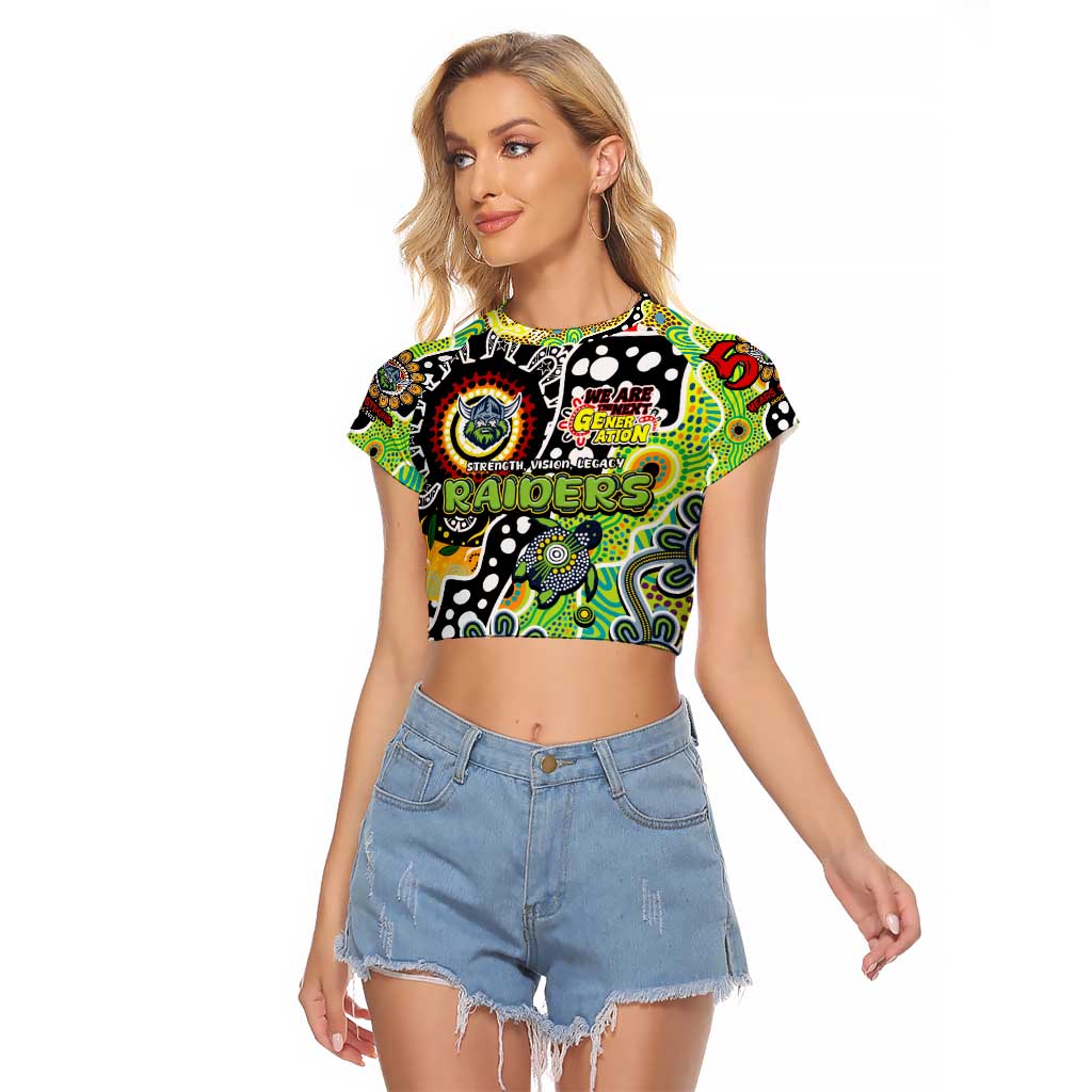 Personalised Raiders NRL Celebrating 50 Years of Naidoc Raglan Cropped T Shirt NAIDOC Week 2025 Aboriginal