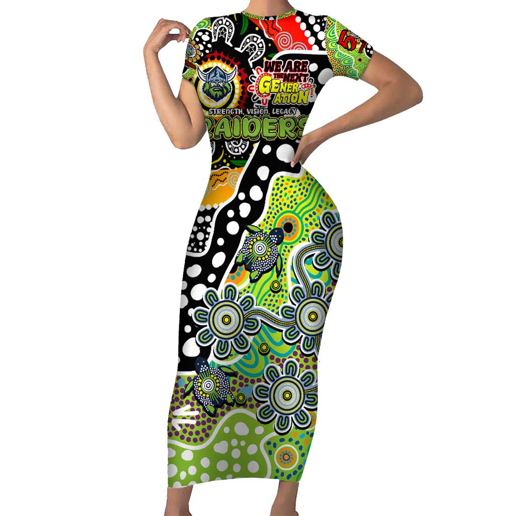 Personalised Raiders NRL Celebrating 50 Years of Naidoc Short Sleeve Bodycon Dress NAIDOC Week 2025 Aboriginal