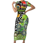Personalised Raiders NRL Celebrating 50 Years of Naidoc Short Sleeve Bodycon Dress NAIDOC Week 2025 Aboriginal