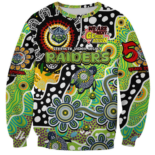 Personalised Raiders NRL Celebrating 50 Years of Naidoc Sweatshirt NAIDOC Week 2025 Aboriginal