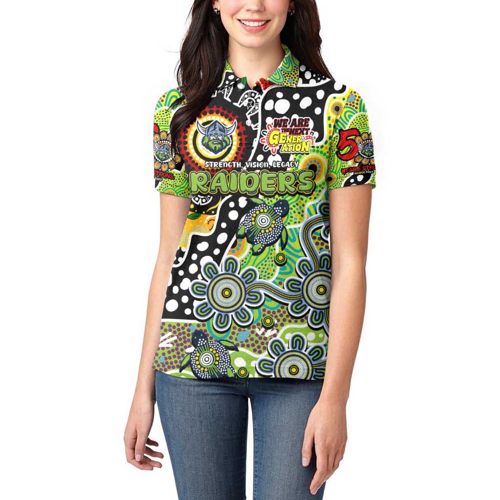 Personalised Raiders NRL Celebrating 50 Years of Naidoc Women Polo Shirt NAIDOC Week 2025 Aboriginal