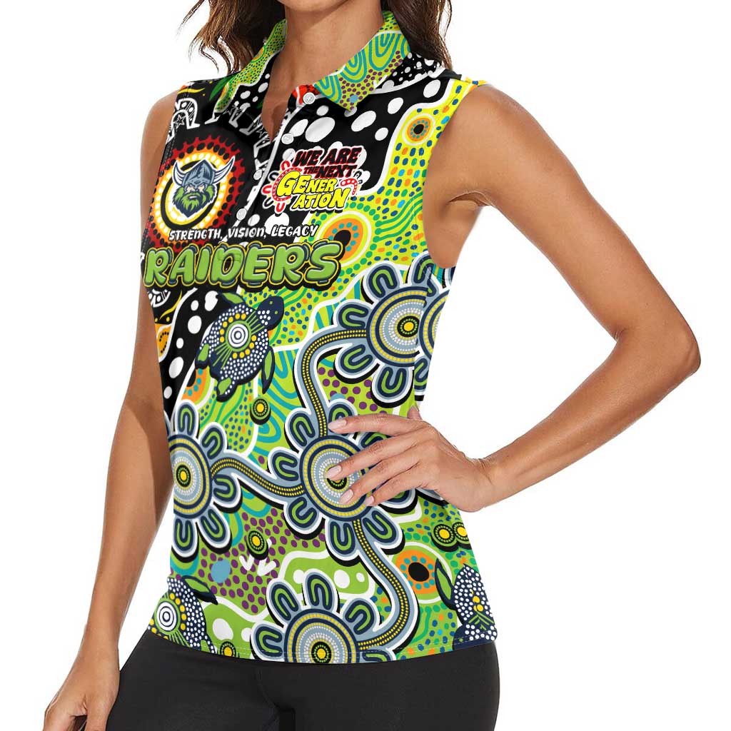 Personalised Raiders NRL Celebrating 50 Years of Naidoc Women Sleeveless Polo Shirt NAIDOC Week 2025 Aboriginal