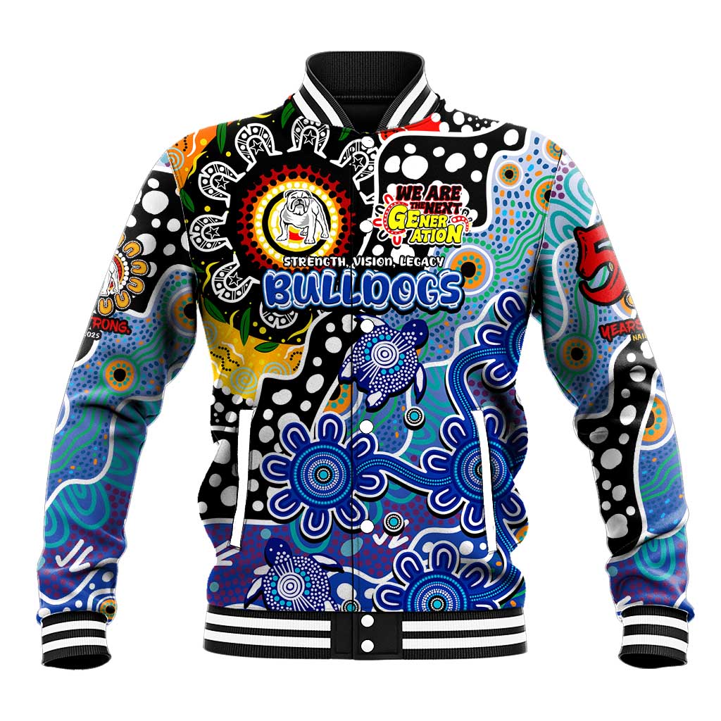 Personalised Bulldogs NRL Celebrating 50 Years of Naidoc Baseball Jacket NAIDOC Week 2025 Aboriginal