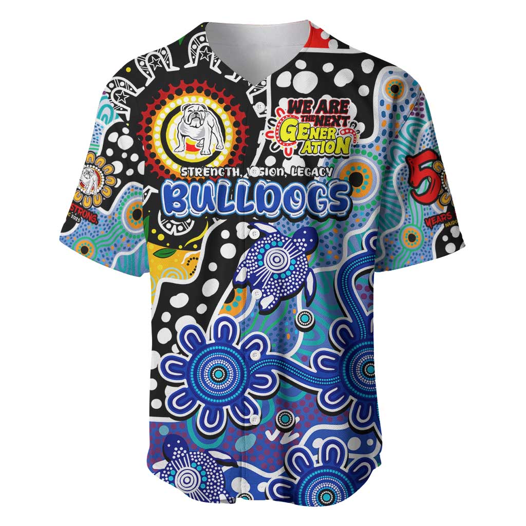 Personalised Bulldogs NRL Celebrating 50 Years of Naidoc Baseball Jersey NAIDOC Week 2025 Aboriginal
