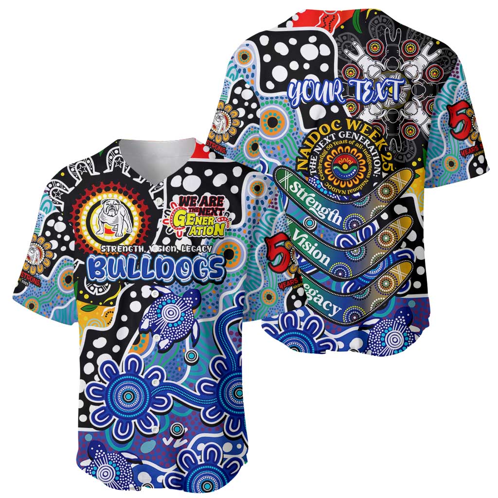 Personalised Bulldogs NRL Celebrating 50 Years of Naidoc Baseball Jersey NAIDOC Week 2025 Aboriginal