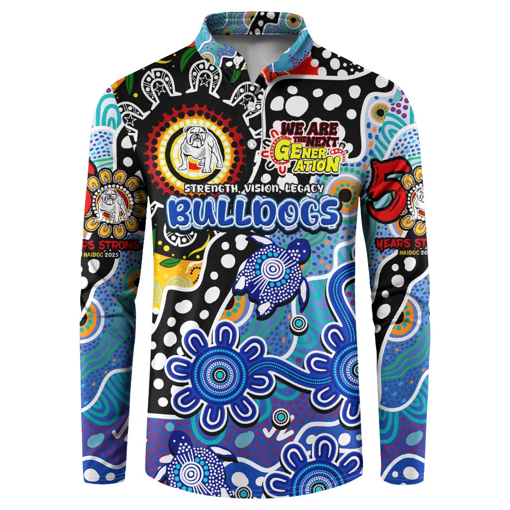 Personalised Bulldogs NRL Celebrating 50 Years of Naidoc Button Sweatshirt NAIDOC Week 2025 Aboriginal