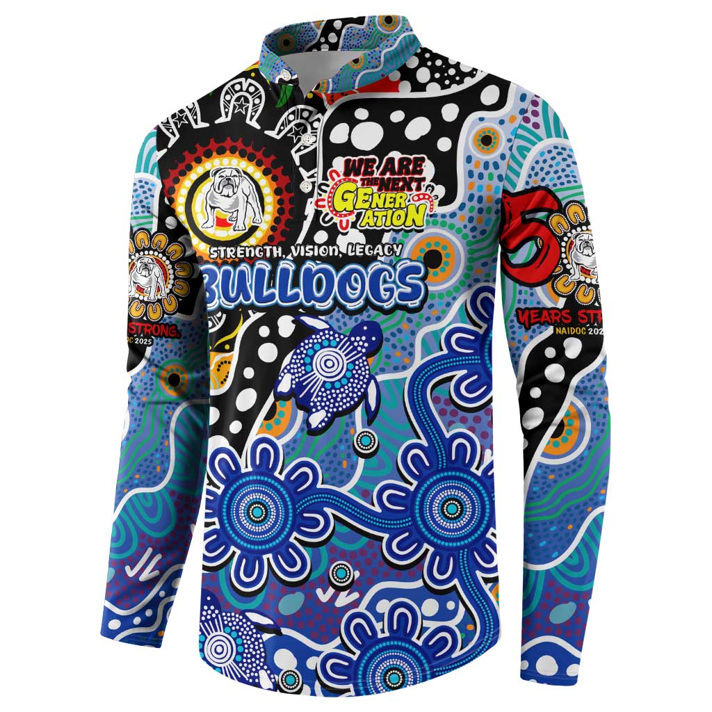 Personalised Bulldogs NRL Celebrating 50 Years of Naidoc Button Sweatshirt NAIDOC Week 2025 Aboriginal