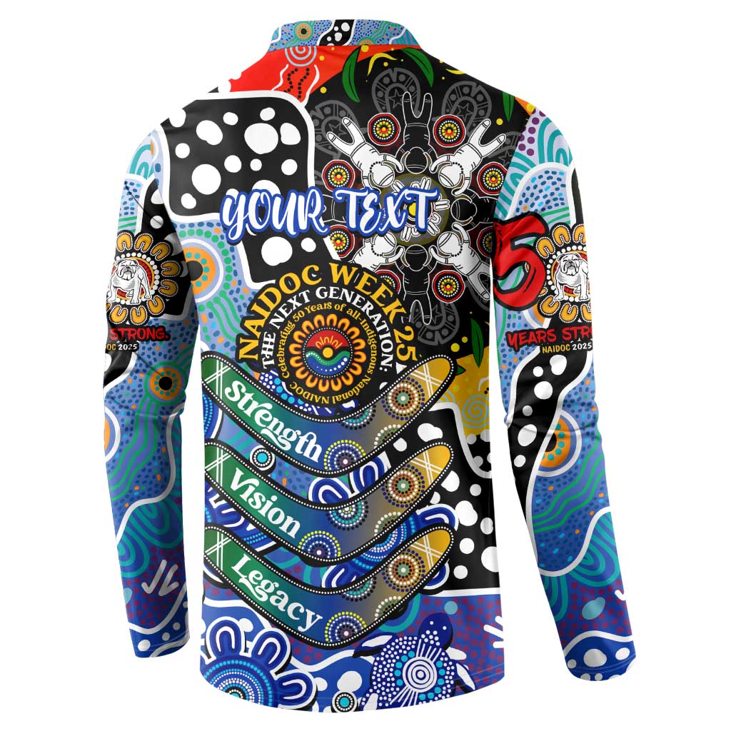 Personalised Bulldogs NRL Celebrating 50 Years of Naidoc Button Sweatshirt NAIDOC Week 2025 Aboriginal