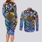 Personalised Bulldogs NRL Celebrating 50 Years of Naidoc Couples Matching Long Sleeve Bodycon Dress and Long Sleeve Button Shirt NAIDOC Week 2025 Aboriginal