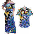 Personalised Bulldogs NRL Celebrating 50 Years of Naidoc Couples Matching Off Shoulder Maxi Dress and Hawaiian Shirt NAIDOC Week 2025 Aboriginal
