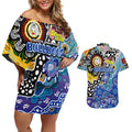 Personalised Bulldogs NRL Celebrating 50 Years of Naidoc Couples Matching Off Shoulder Short Dress and Hawaiian Shirt NAIDOC Week 2025 Aboriginal