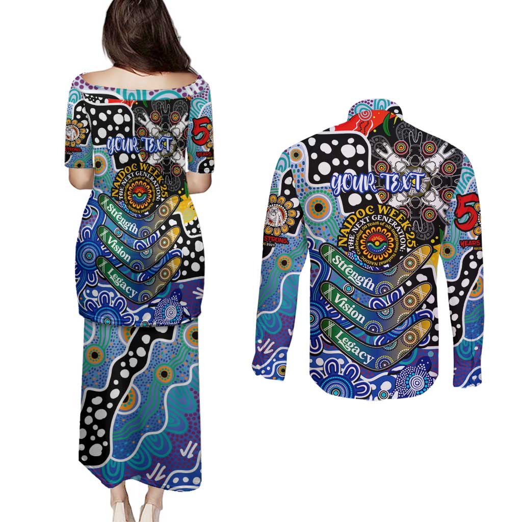Personalised Bulldogs NRL Celebrating 50 Years of Naidoc Couples Matching Puletasi and Long Sleeve Button Shirt NAIDOC Week 2025 Aboriginal