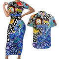 Personalised Bulldogs NRL Celebrating 50 Years of Naidoc Couples Matching Short Sleeve Bodycon Dress and Hawaiian Shirt NAIDOC Week 2025 Aboriginal