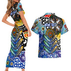 Personalised Bulldogs NRL Celebrating 50 Years of Naidoc Couples Matching Short Sleeve Bodycon Dress and Hawaiian Shirt NAIDOC Week 2025 Aboriginal