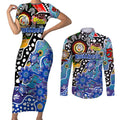 Personalised Bulldogs NRL Celebrating 50 Years of Naidoc Couples Matching Short Sleeve Bodycon Dress and Long Sleeve Button Shirt NAIDOC Week 2025 Aboriginal
